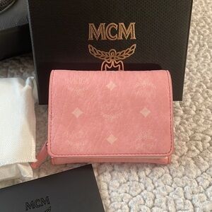 MCM Blossom Pink Small Aren Trifold Wallet